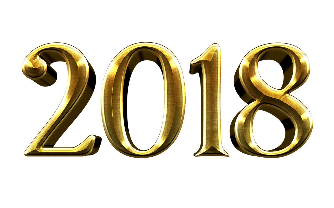An image of 2018 written in shiny gold writing